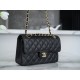 Classic Flap Bag, Black and Gold, Small, Calfskin  