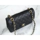 Classic Flap Bag, Black and Gold, Small, Calfskin  