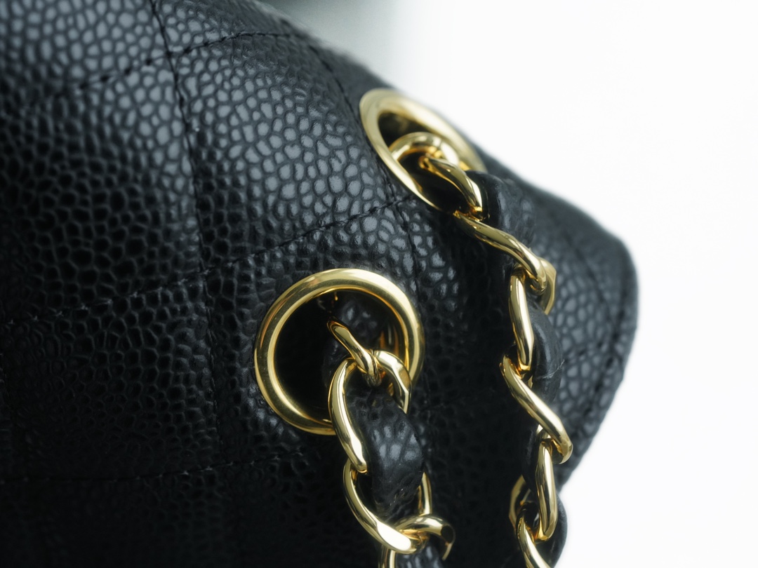 Classic Flap Bag, Black and Gold, Small, Calfskin  