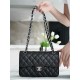 Classic Flap Bag, Black and Silver, Small, Calfskin  