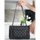 Classic Flap Bag, Black and Silver, Small, Calfskin  