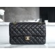 Classic Flap Bag, Large Quilted, Black and Gold, Lambskin  