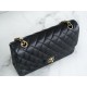 Classic Flap Bag, Large Quilted, Black and Gold, Lambskin  