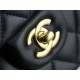 Classic Flap Bag, Large Quilted, Black and Gold, Lambskin  