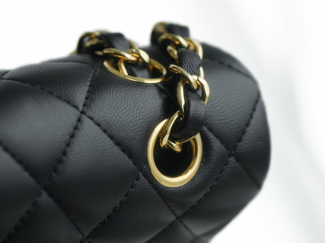 Classic Flap Bag, Large Quilted, Black and Gold, Lambskin  