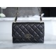 Chanel 23K Fall/Winter Collection 19 Tofu Bag, Black, Wide Shoulder Strap Crinkled Calfskin  