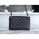 Chanel 23K Fall/Winter Collection 19 Tofu Bag, Black, Wide Shoulder Strap Crinkled Calfskin  