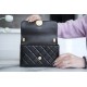 Chanel 23K Fall/Winter Collection 19 Tofu Bag, Black, Wide Shoulder Strap Crinkled Calfskin  