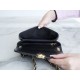 Chanel 23K Fall/Winter Collection 19 Tofu Bag, Black, Wide Shoulder Strap Crinkled Calfskin  