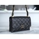 Chanel 23K Fall/Winter Collection 19 Tofu Bag, Black, Wide Shoulder Strap Crinkled Calfskin  