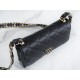 Chanel 23K Fall/Winter Collection 19 Tofu Bag, Black, Wide Shoulder Strap Crinkled Calfskin  