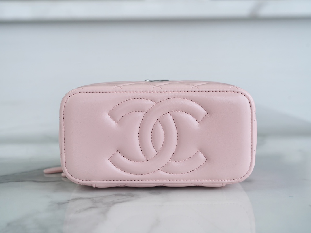 Chanel 23K Rhinestone Handle Long Box, Pink, Calfskin  