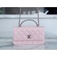 Chanel 23K New Rhinestone Handle Accordion, Pink, Calfskin  