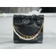 Chanel 23S 22Mini Pearl Chain Bag, Black, Wrinkled Calfskin