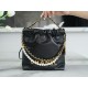 Chanel 23S 22Mini Pearl Chain Bag, Black, Wrinkled Calfskin