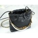 Chanel 23S 22Mini Pearl Chain Bag, Black, Wrinkled Calfskin