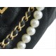 Chanel 23S 22Mini Pearl Chain Bag, Black, Wrinkled Calfskin