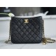 Chanel 22S Woven Gold Ball HoBo Bag, Black, Lambskin  