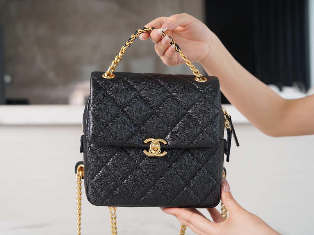 Chanel 22P Vintage Black Backpack  