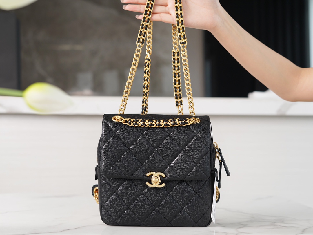 Chanel 22P Vintage Black Backpack  