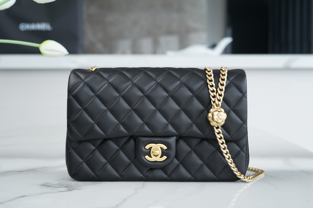 Chanel 23S Spring/Summer New Camellia CF Small Flap Bag, Black  