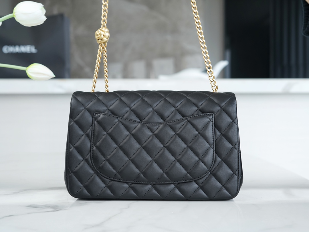 Chanel 23S Spring/Summer New Camellia CF Small Flap Bag, Black  