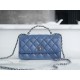 Chanel 23K New Rhinestone Handle Accordion Bag, Misty Blue, Calfskin  