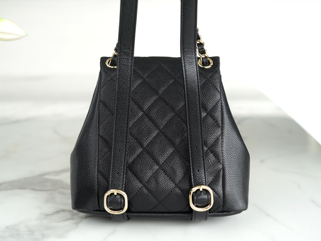 Chanel 23P New Duma Backpack, Mini, Black Calfskin  