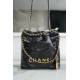 Chanel 23A 22 Mini Bag, Black and Gold, Calfskin