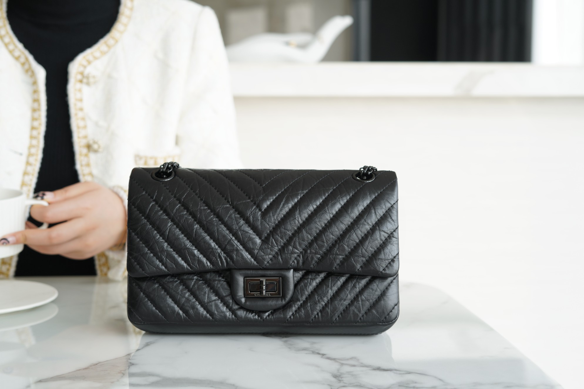 Chanel Small, Black V-Calfskin  