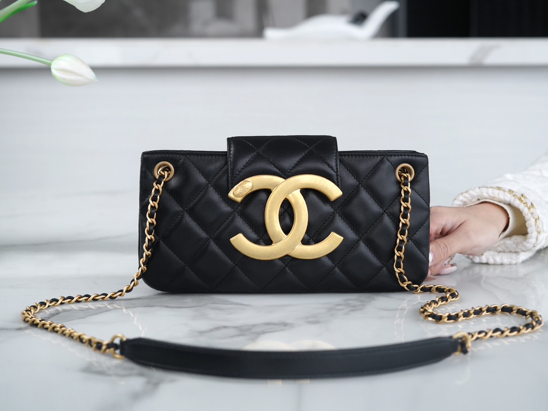 Chanel 24C Vintage Large Logo Baguette Bag, Original Lambskin  