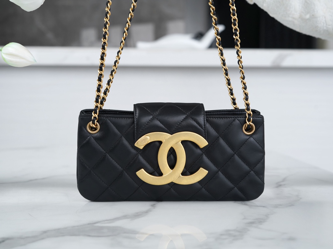 Chanel 24C Vintage Large Logo Baguette Bag, Original Lambskin  