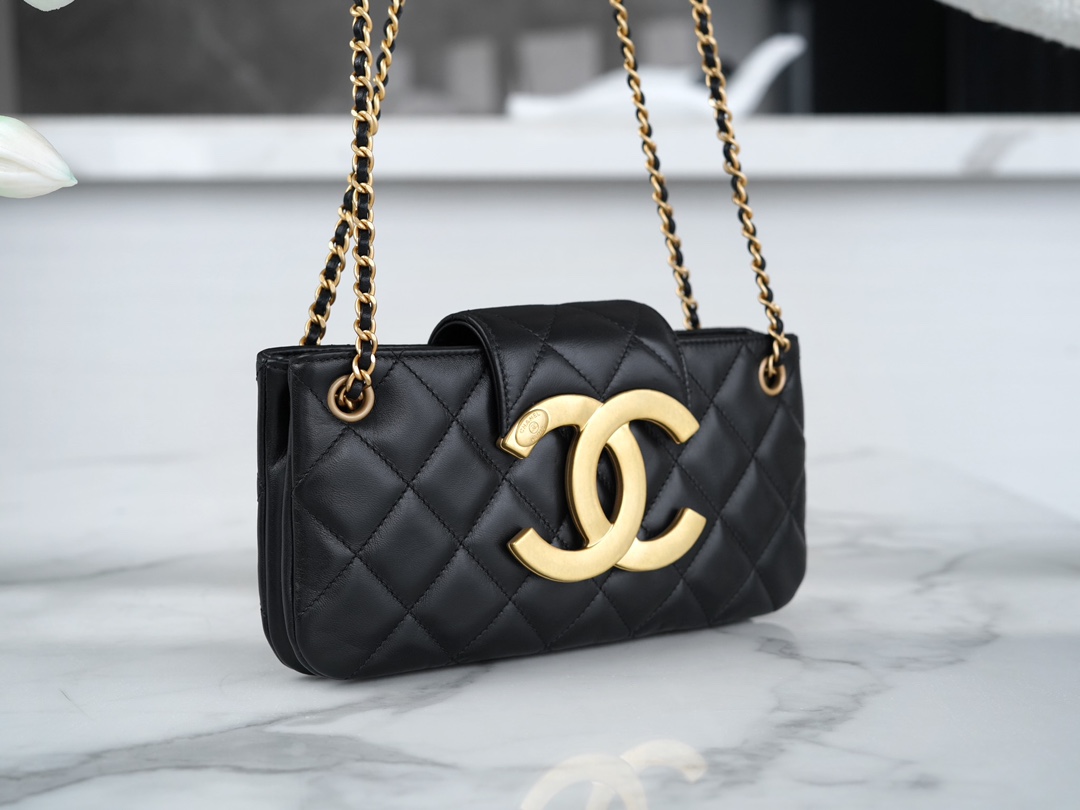 Chanel 24C Vintage Large Logo Baguette Bag, Original Lambskin  