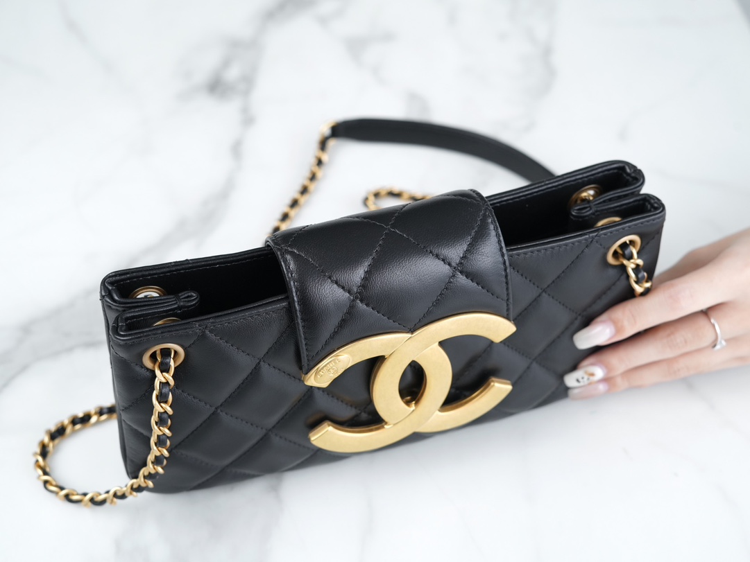 Chanel 24C Vintage Large Logo Baguette Bag, Original Lambskin  