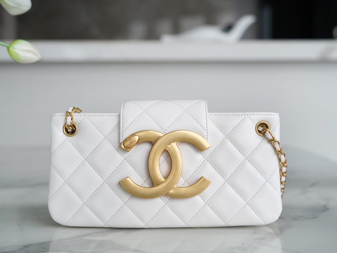 Chanel 24C Vintage Large Logo Baguette Bag, Original Lambskin  