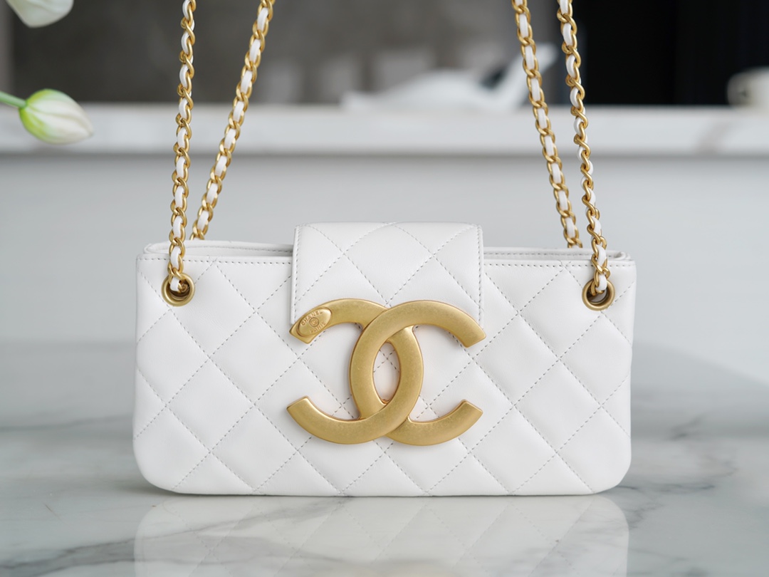 Chanel 24C Vintage Large Logo Baguette Bag, Original Lambskin  