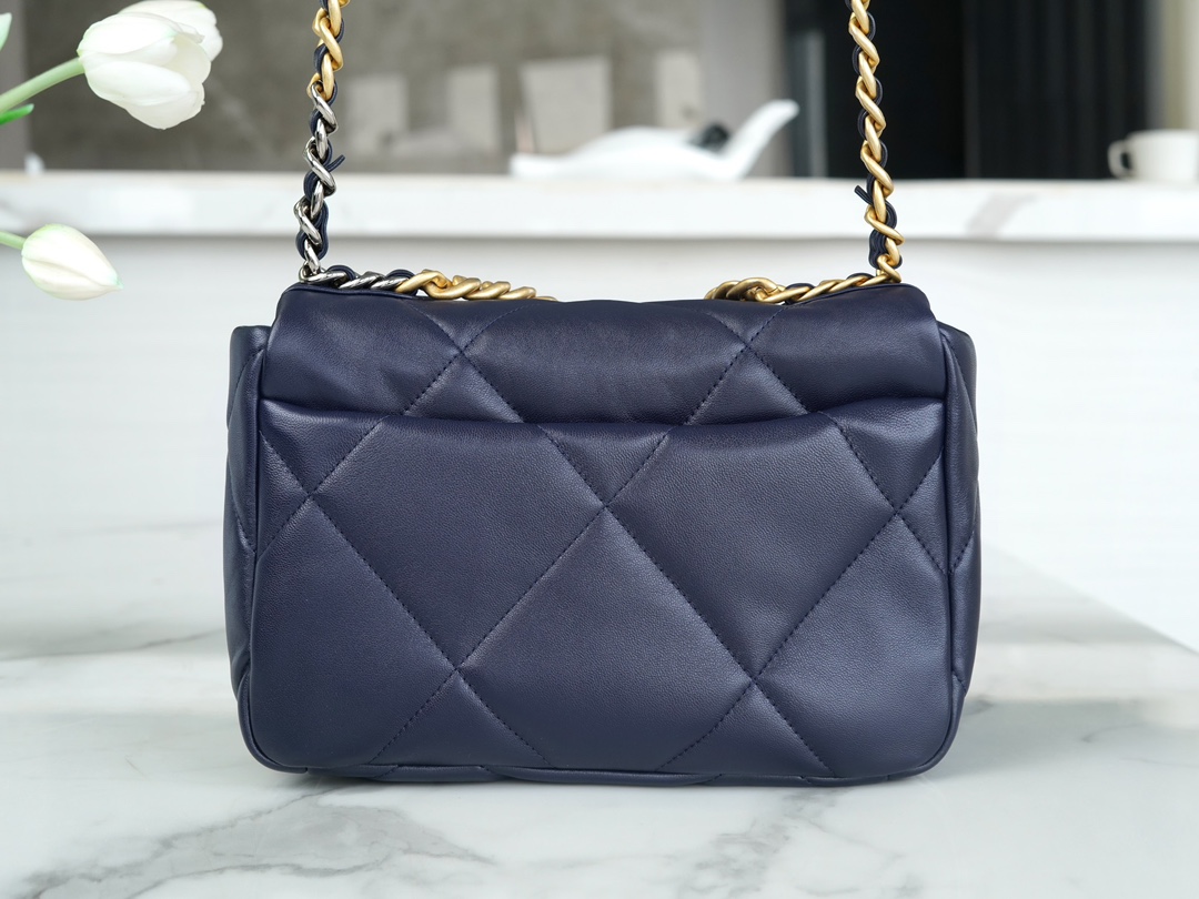 Chanel 19 Bag, Small, Navy Blue, Lambskin  