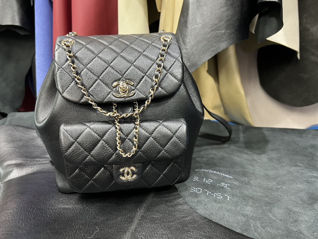 Chanel 23C Duma Backpack, Large, Black Calfskin  