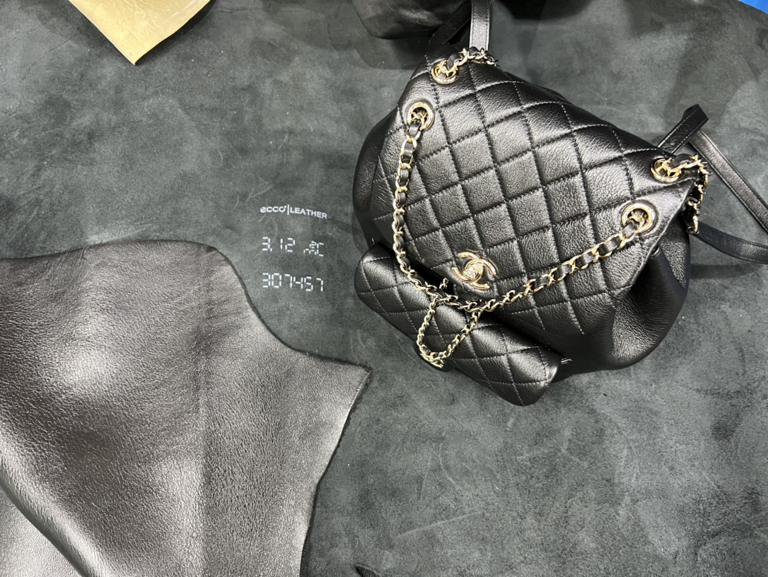 Chanel 23C Duma Backpack, Large, Black Calfskin  