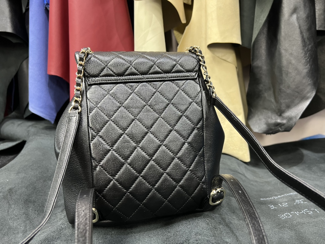 Chanel 23C Duma Backpack, Large, Black Calfskin  