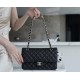 Classic Flap Bag, Medium, Black and Silver, Caviar Calfskin  