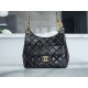 Chanel 23C Early Spring Resort Series Flap Bag, Black, Medium, Glossy Crinkled Calfskin  