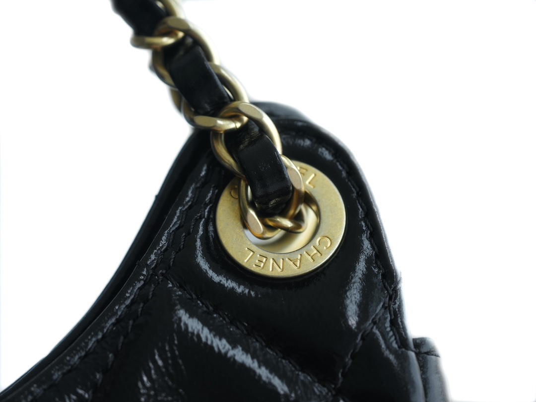 Chanel 23C Early Spring Resort Series Flap Bag, Black, Medium, Glossy Crinkled Calfskin  