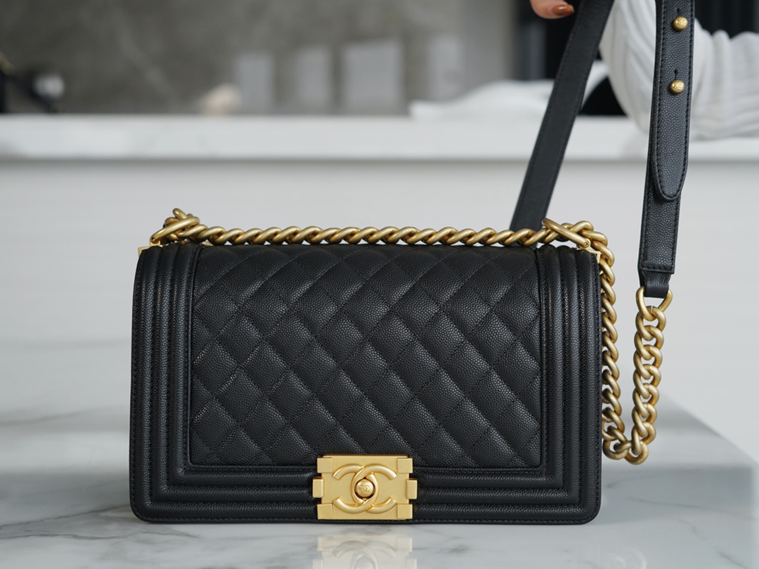 Chanel Leboy Small Ball Pattern, Black and Gold  