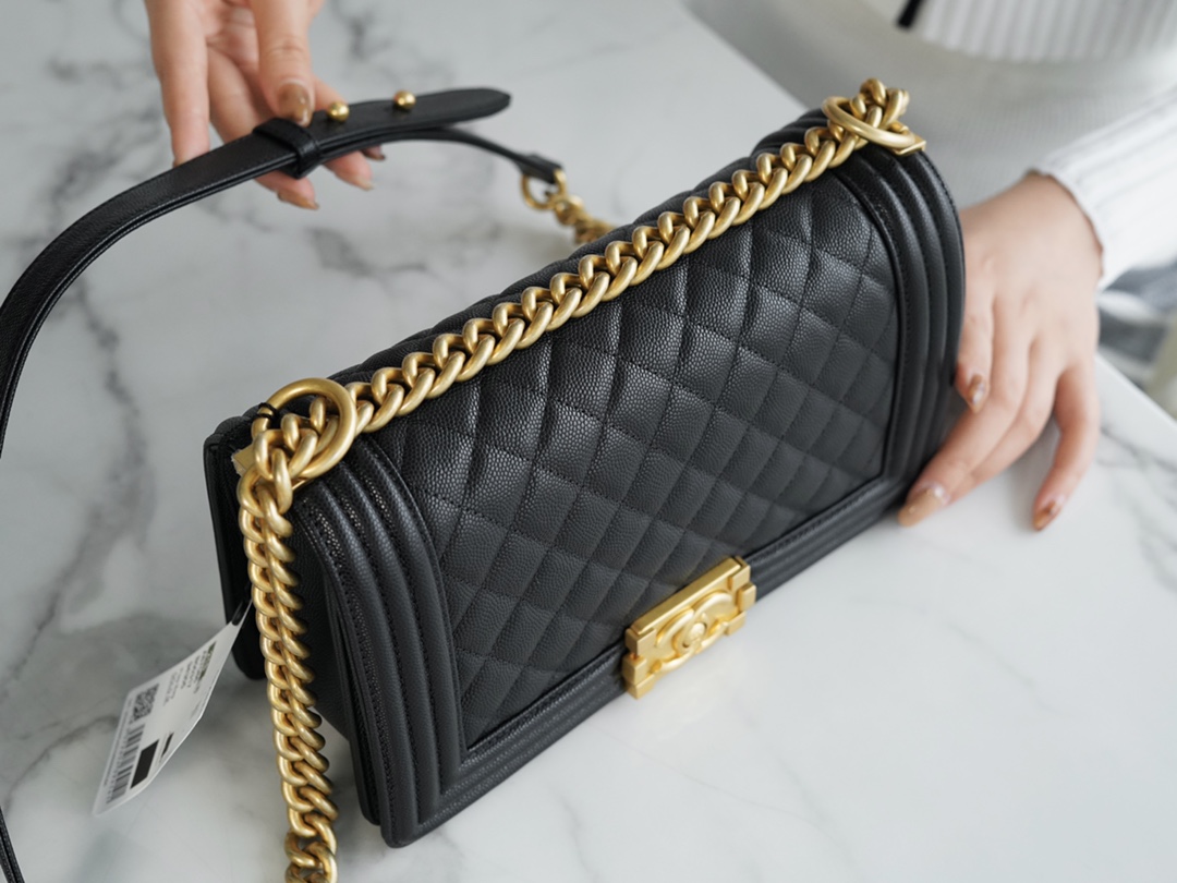 Chanel Leboy Small Ball Pattern, Black and Gold  