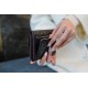 Classic Flap Triple-Fold Short Wallet, Black and Silver, Calfskin  