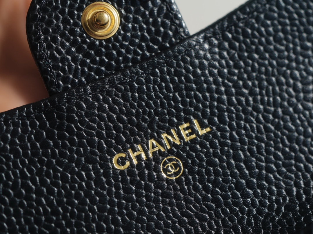 Chanel Classic Flap Classic Card Holder, Black and Gold, Calfskin  