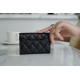 Classic Flap Classic Card Holder, Black and Gold, Caviar Textured Calfskin  