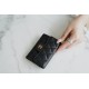 Classic Flap Classic Card Holder, Black and Gold, Caviar Textured Calfskin  