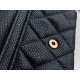 Classic Flap Classic Card Holder, Black and Gold, Caviar Textured Calfskin  